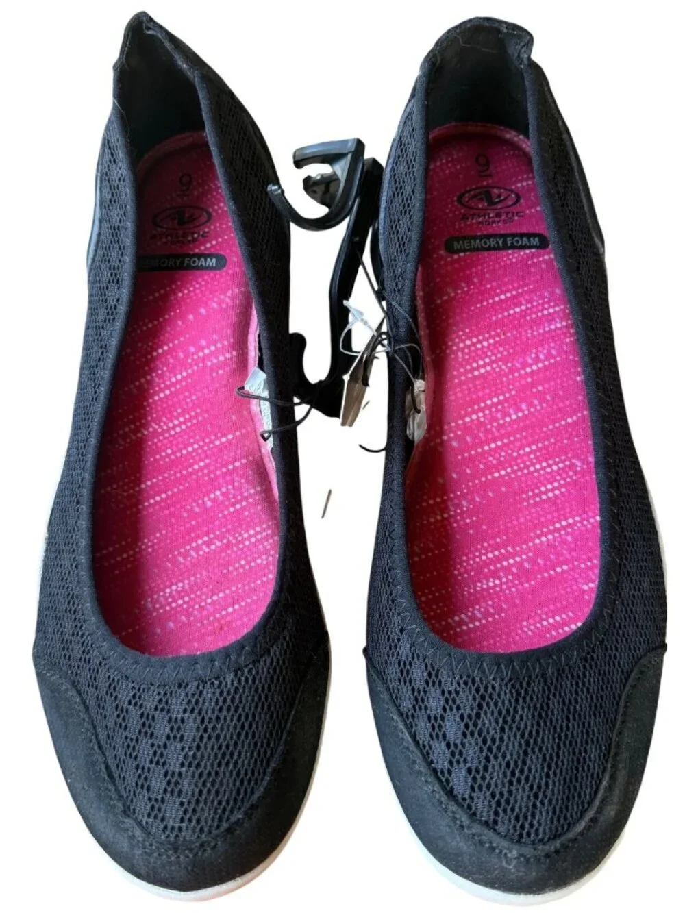Athletic Works Mesh Black Slip-on Ballet Flats w/Memory Foam Women's Size 9